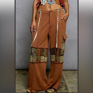 POL Bohemian Patchwork Wide-Leg Pants